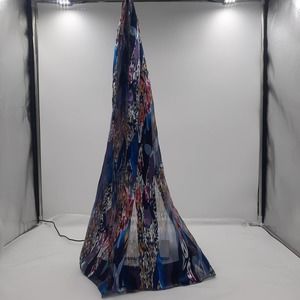 NWOT Silk Feel Colorful Blue Multicolor Scarf 60" L 14" W